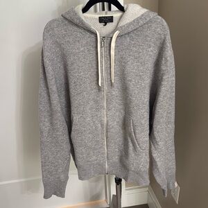 men’s rag & bone cashmere zip up sweater gray size xxl